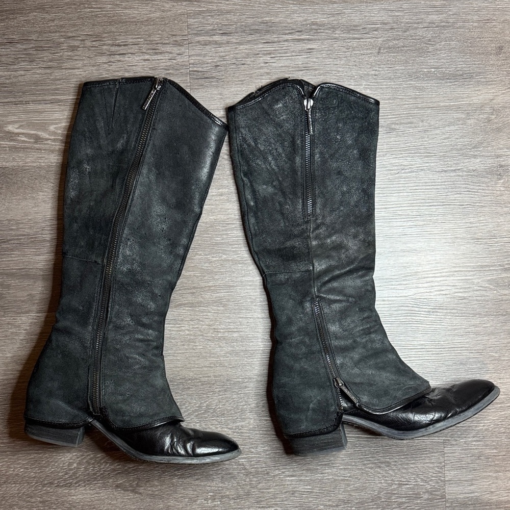 Donald Pliner Black Suede and Leather Knee-High Women's Boots